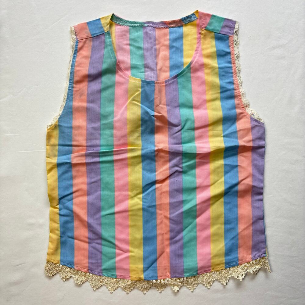 Vintage Colorful Striped Sleeveless Top kids 6/7